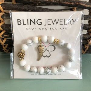 👛 (ANY 2/$15) BLING JEWELRY Guardian Angel Wing Feather Stretch Bracelet Beaded